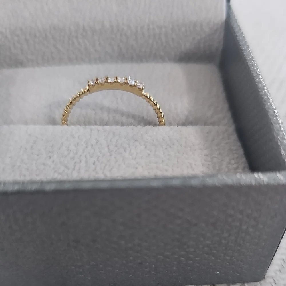 Gold and Diamond Ring with Dainty Band - Picture 5 of 9